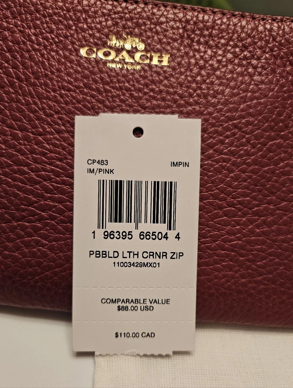 Coach Corner Zip Wristlet +Dust Bag - Picture 5 of 16